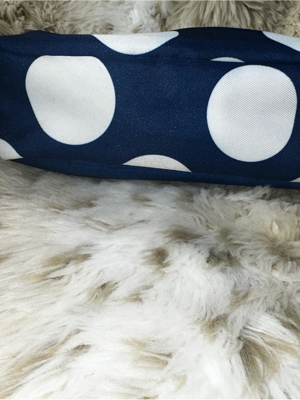 Clinique x Kate Spade Navy Blue White Striped Polka Dot Cosmetic Makeup Bag - Picture 6 of 8